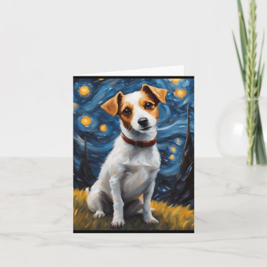 Carte Impression de peinture de Jack Russel avec collier (Devant)