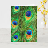 Carte Impression de plumes de paon colorées (Fleur jaune)