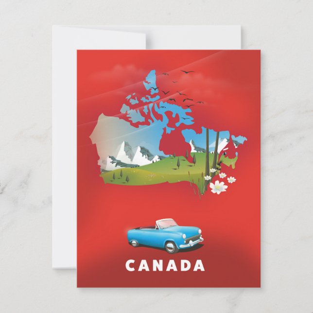 Carte Impression de voyage illustrée du Canada. (Devant)