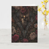 Carte Impression gothique botanique de chauve-souris, Da (Fleur jaune)