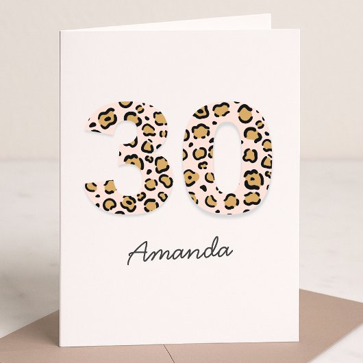 Carte Impression léopard 30 | Nom mignon moderne 30e ann