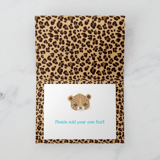 Carte Impression léopard bleu quatrefeuille  (Intérieur)