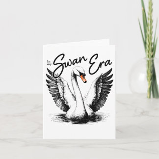 Carte Impression noire de l'ère du cygne vintage