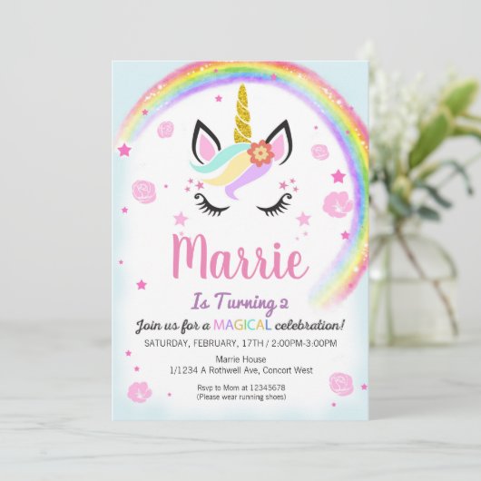 Carte impression unicorne (Debout devant)