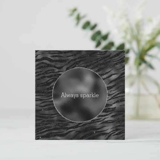 Carte Impression Zebra Noir Argent (Debout devant)