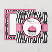 Carte Impression zèbre & Cupcake (Devant / Derrière)