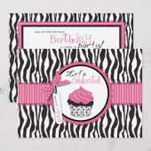 Carte Impression zèbre et gâteau d'anniversaire (Devant / Derrière)