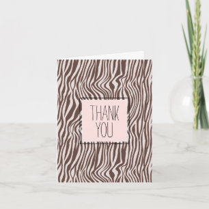 Carte Impression zèbre marron crème Merci