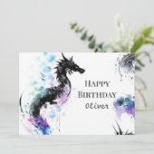 Carte Imprimable Mignonne Dragon Anniversaire (Debout devant)