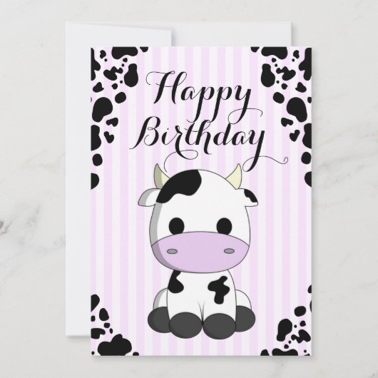 Carte Imprimantes mignonnes Vache pourpre Anniversaire d (Devant)