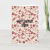 Carte Imprimé animalier léopard crème rouge Anniversaire (Devant)