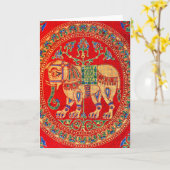 Carte imprimé d'éléphants est-indiens (Fleur jaune)