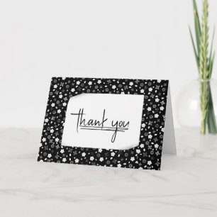 Carte Imprimé floral noir et blanc Merci