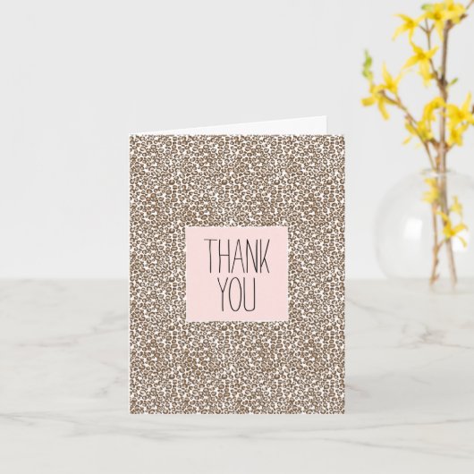 Carte Imprimé léopard marron chocolat Merci (Fleur jaune)