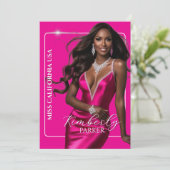 Carte imprimée avec autographe de pageant découpée (Debout devant)