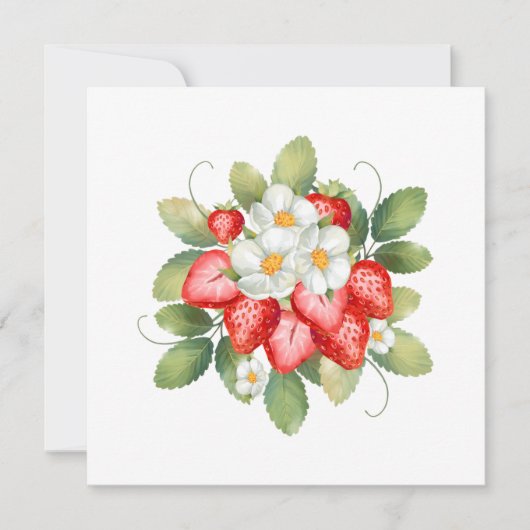 Carte imprimée de fleur de fraise (Devant)