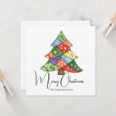 Carte Imprimés patchwork d'arbre de Noël personnalisés (Devant/Arrière en situation)