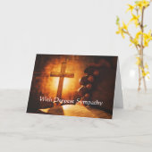 Carte In Deepest Sympathy Cross, Bible and praying hands (Fleur jaune)