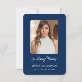 Carte In Love Memory Photo Funeral Blue Prayer Card (Devant)