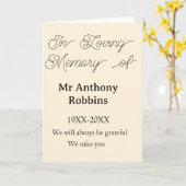 Carte In Loving memory of name funeral memory keepsake (Fleur jaune)