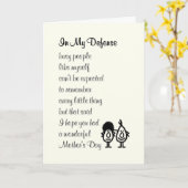 Carte In My Defense - un drôle de poème de fête des mère (Fleur jaune)