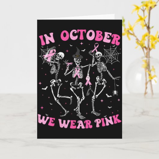 Carte In October We Wear Nk Halloween Breast Cancer Skel (Fleur jaune)