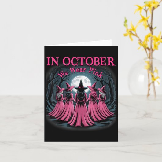 Carte In October We Wear Nk Witch Halloween Breast Cance (Fleur jaune)