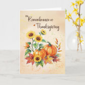 Carte In Remembrance at Thanksgiving Sunflowers Pumpkins (Fleur jaune)
