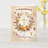 Carte In Remembrance Religious Thanksgiving Wreath Cross (Fleur jaune)