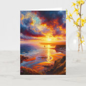 Carte Incendie au-dessus de la côte (message d'anniversa (Fleur jaune)