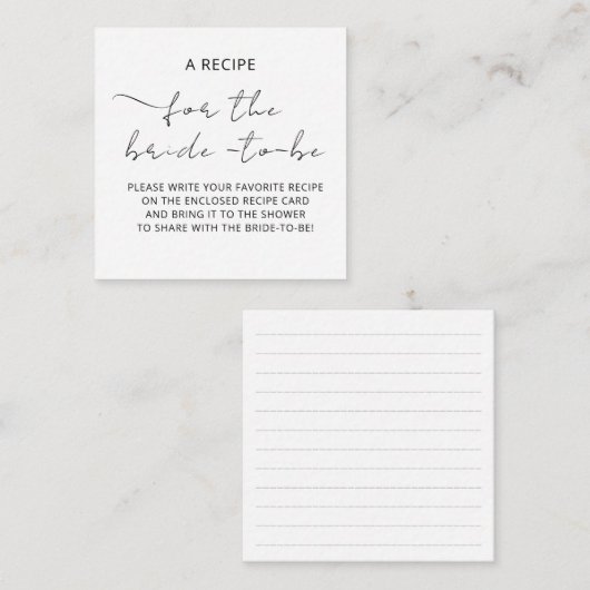 Carte incluse "UNE RECETTE" pour la douche de la m (Devant / Derrière)