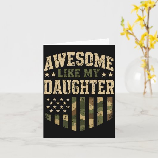 Carte Incroyable comme ma fille camouflage drapeau améri (Fleur jaune)
