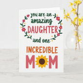 Carte Incroyable Maman Fille Florale (Fleur jaune)