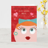 Carte Incroyable NIÈCE Rétro Fille Fête des Mères (Fleur jaune)