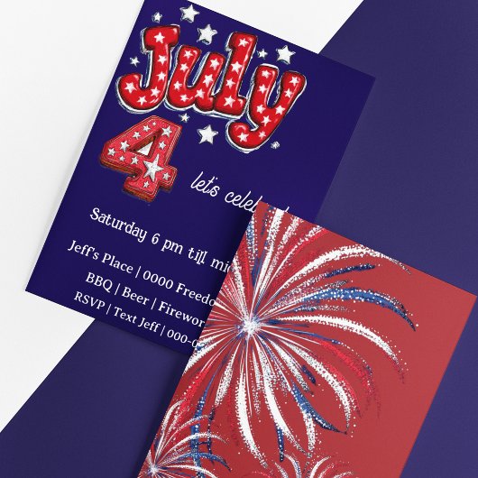 Carte Independence Day July 4th Party Invite 