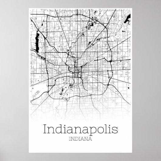 Carte Indianapolis - Indiana - Poster de la carte (Devant)