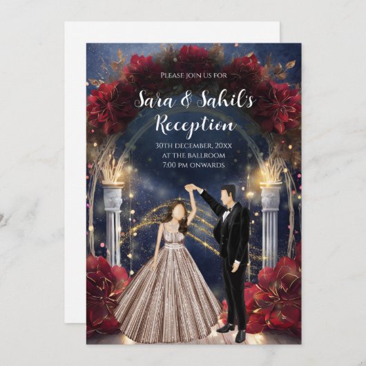 Carte indienne de réception Invitations de Sangeet (Devant / Derrière)