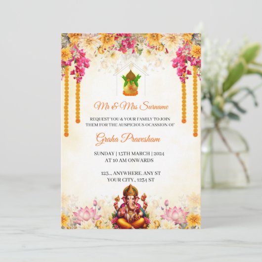 Carte indienne d'invitation au réchauffement clima (Debout devant)