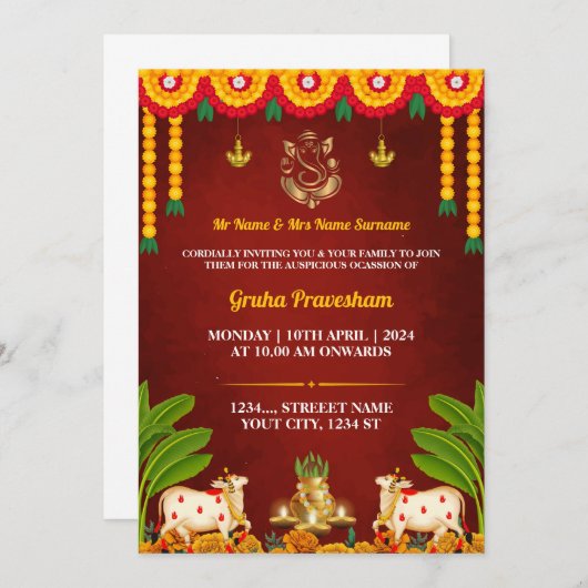 Carte indienne d'invitation au réchauffement clima (Devant / Derrière)