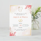 Carte indienne d'invitation de Fiançailles Floral (Debout devant)