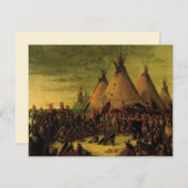 Carte Indiens vintages, Sioux War Council par Catlin (Devant / Derrière)