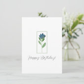 Carte Indigo Blue, Aquarelle verte Fleur Abstraite (Debout devant)