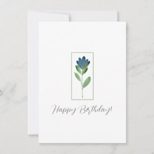 Carte Indigo Blue, Aquarelle verte Fleur Abstraite