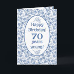 Carte Indigo Blue sur White Floral 70th Birthday Card<br><div class="desc">Une très jolie carte d'anniversaire du 70ème anniversaire, avec un motif floral Indigo Blue sur la couverture avant et un garnissage en dentelle Faux à l'intérieur, où vous pouvez également personnaliser le message. Ce design fait partie de la collection Posh and Painterly 'Indigo' et peut être facilement ajusté pour s'adapter...</div>