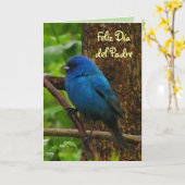 Carte Indigo Bunting Día del Padre (Fleur jaune)