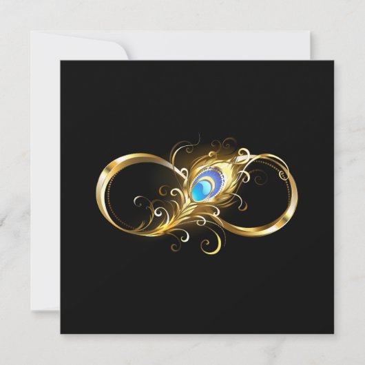 Carte Infinité avec plume de paon doré (Devant)