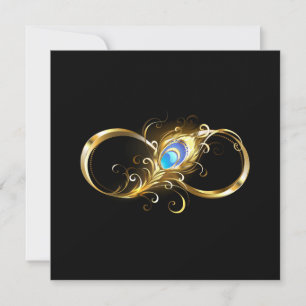 Carte Infinité avec plume de paon doré