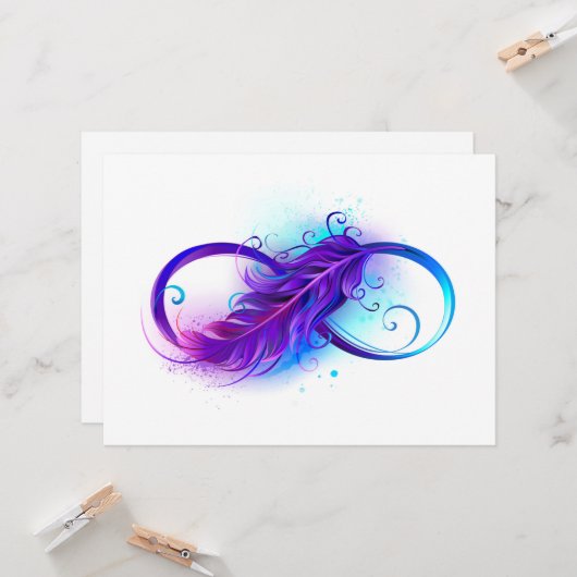 Carte Infinity with purple feather (Devant/Arrière en situation)