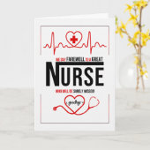 Carte Infirmière Adieu ou Bon Bye Rouge et Blanc (Fleur jaune)