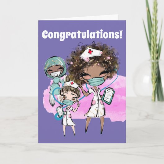 Carte Infirmière afro-américaine Masque de la vache ador (Devant)